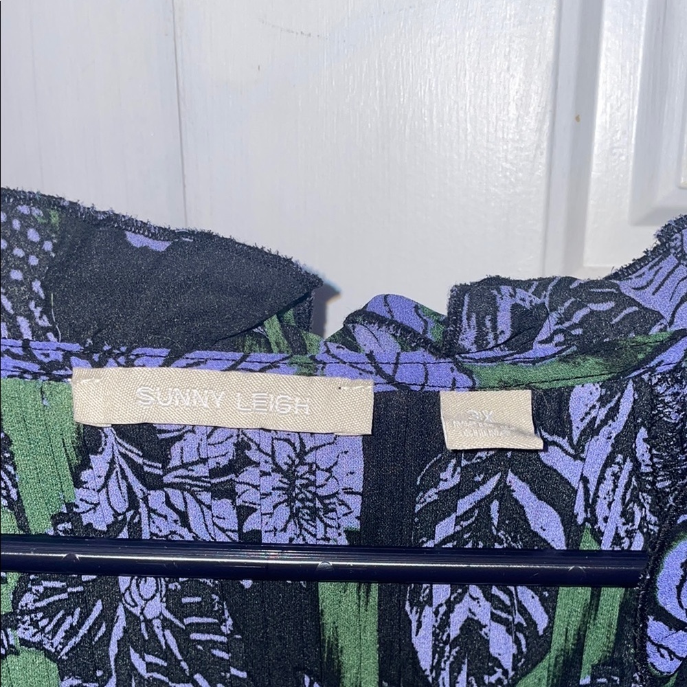 Sunny Leigh Blue and Purple Ruffled Long Sleeve Blouse - Picture 2 of 6